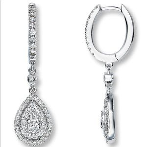 Neil Lane Dangle Earrings 3/4 ct tw Diamonds 14K White Gold.